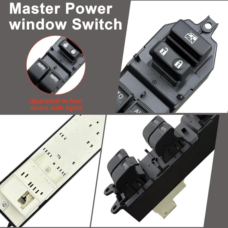 BELGEMAY White Backlit Auto-Up/Down Driver Window Switch for 2007-2015 Toyota Yaris (OE#84820-06070) – Direct Plug & Play, All 4 Buttons Upgrade, Includes Pry Tool - Image 3